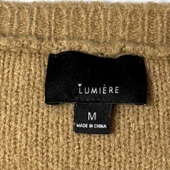 Lumiere Women’s Medium Tan Popcorn Bobble Knit Pullover Sweater Textured Cozy 3D - Picture 6 of 8